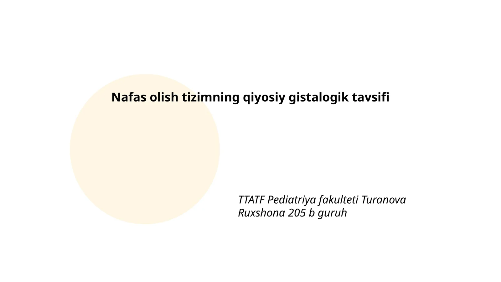 Nafas olish tizimining qiyosiy gistalogik tavsifi