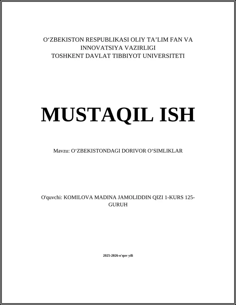 Oʻzbekistondagi dorivor oʻsimliklar