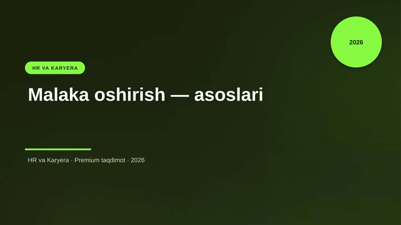 Malaka oshirish — asoslari