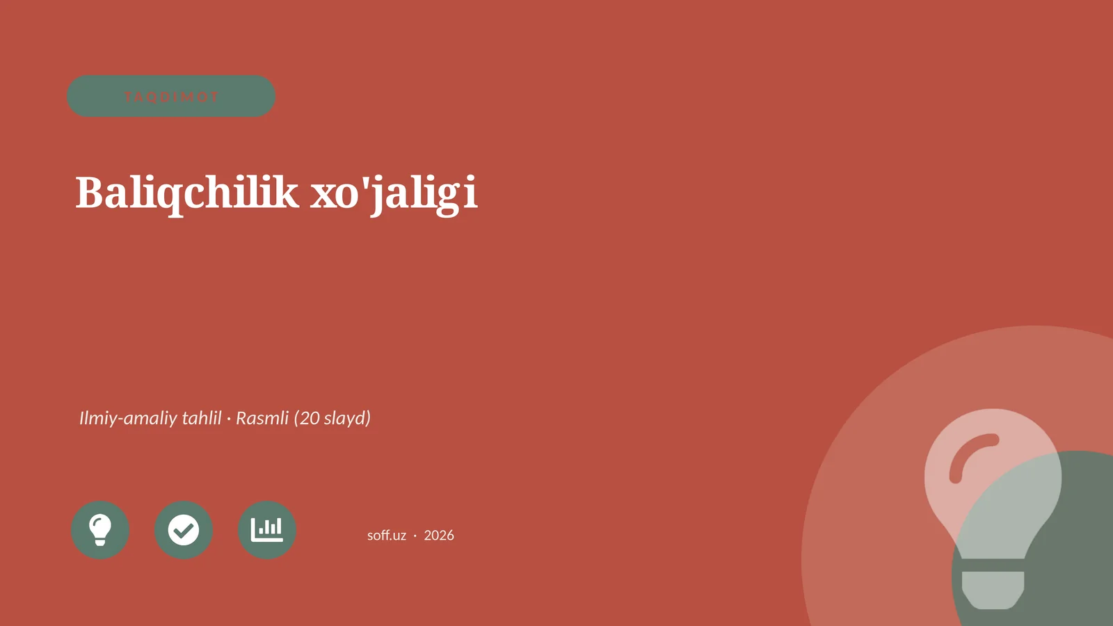 Baliqchilik xo'jaligi Ilmiy-amaliy tahlil
