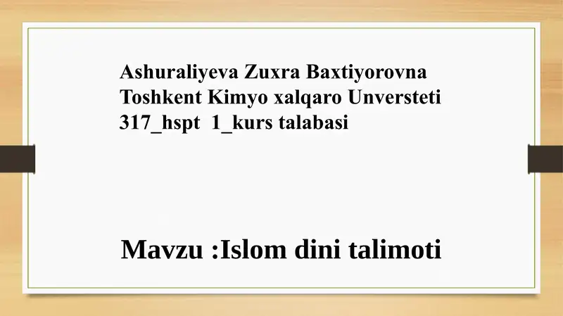 Islom dini talimoti
