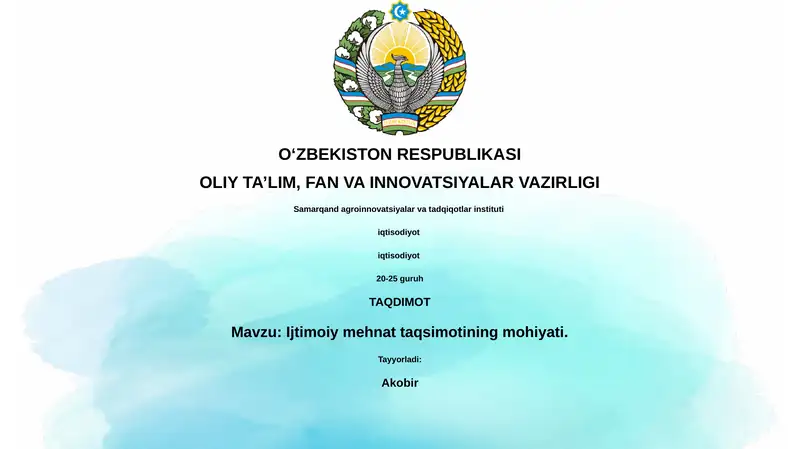 Ijtimoiy mehnat taqsimoti