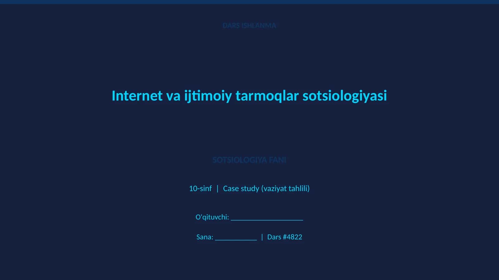 Internet va ijtimoiy tarmoqlar sotsiologiyasi DARS ISHLANMA