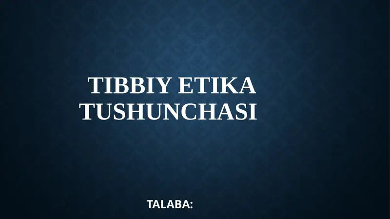 Tibbiyetika