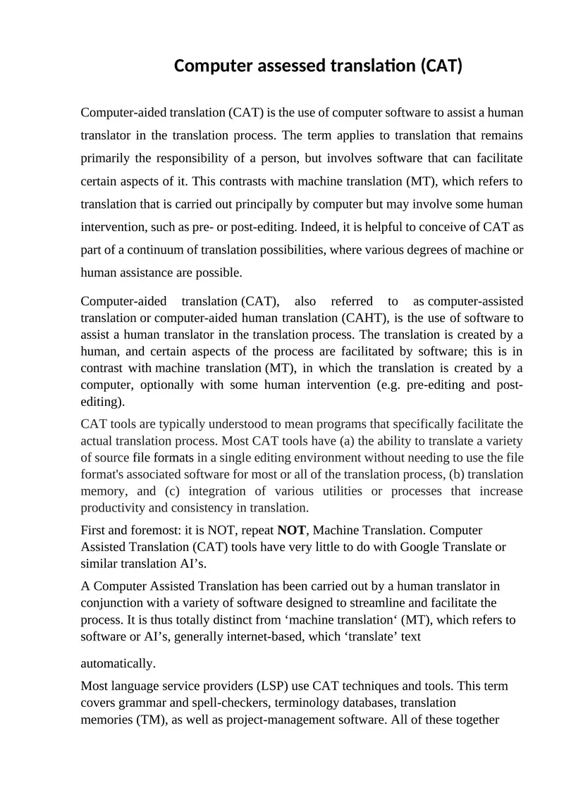 Computer-aided translation (CAT)