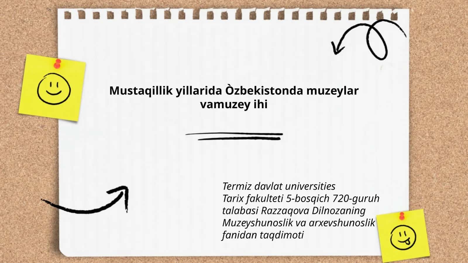 Muzeyshunoslik va arxevshunoslik fanidan taqdimoti