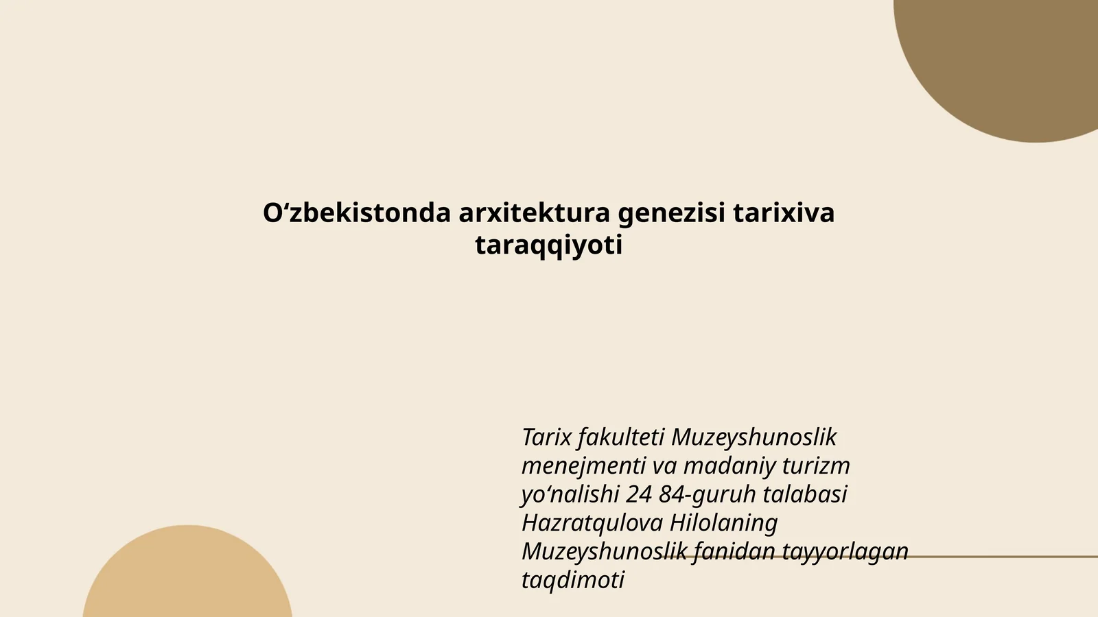 Oʻzbekistonda arxitektura genezisi tarixiva taraqqiyoti