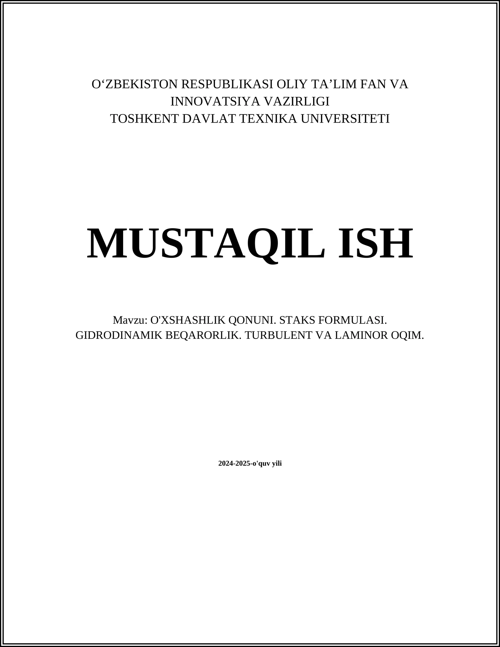O'XSHASHLIK QONUNI