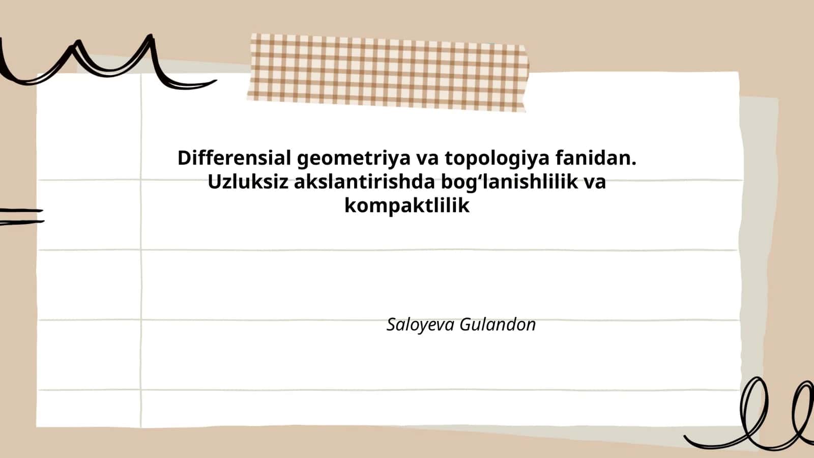 Differensial geometriya va topologiya fanidan