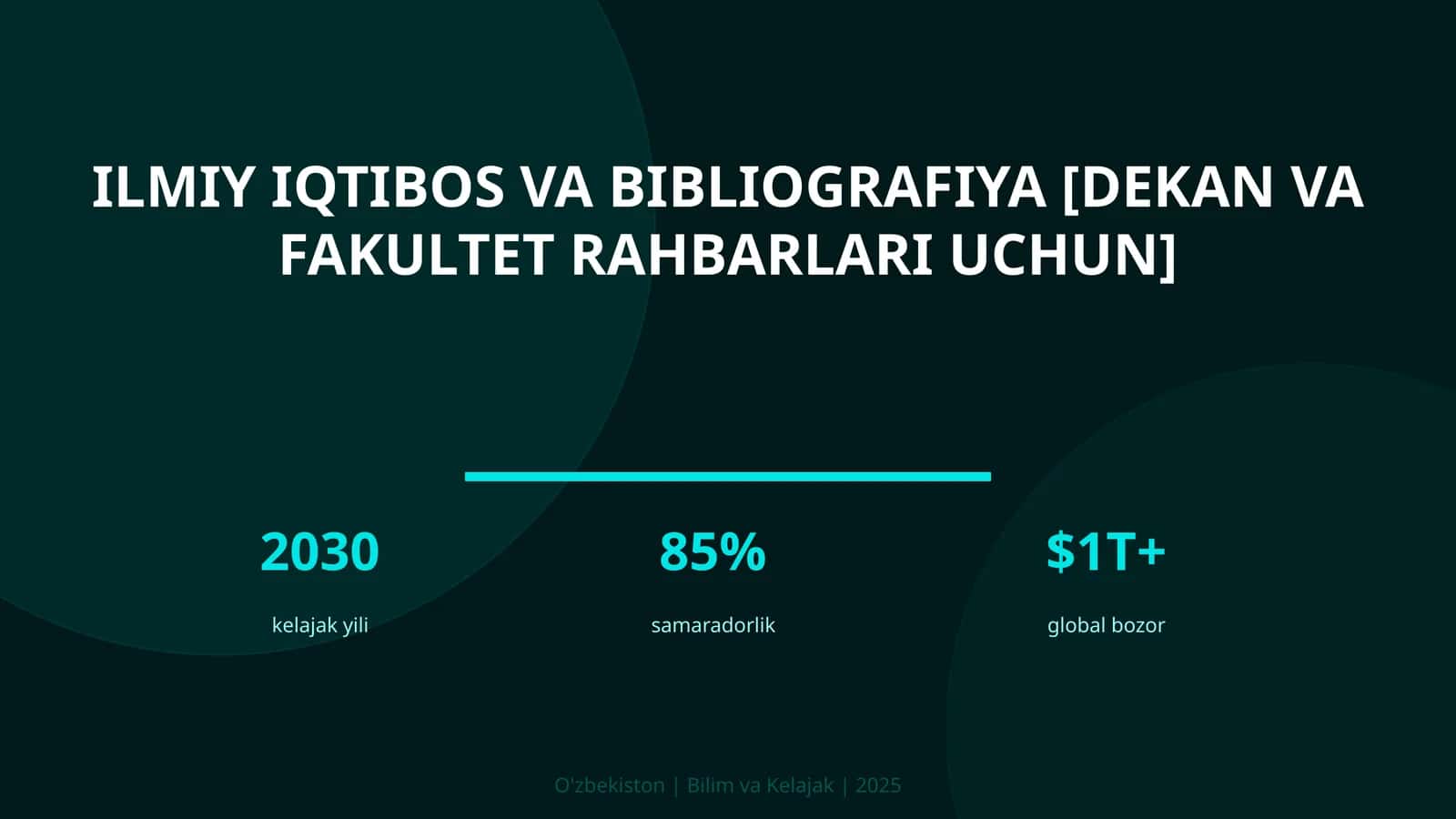 Ilmiy iqtibos va bibliografiya [dekan va fakultet rahbarlari uchun]