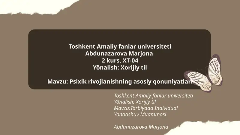 Psixik rivojlanishning asosiy qonuniyatlari