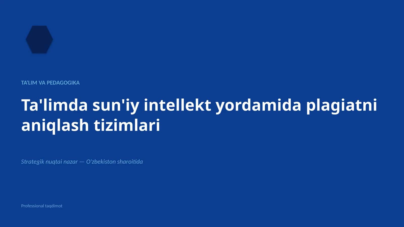 Ta'limda sun'iy intellekt yordamida plagiatni aniqlash tizimlari
