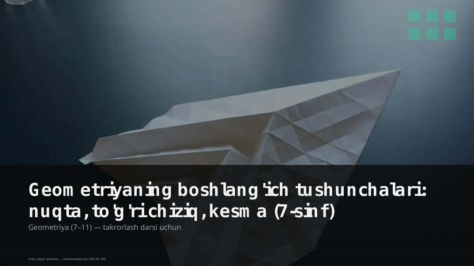 Geometriyaning boshlang'ich tushunchalari: nuqta, to'g'ri chiziq, kesma (7-sinf)