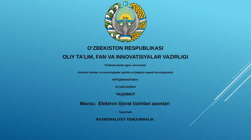 Elektron tijorat tizimlari asoslari