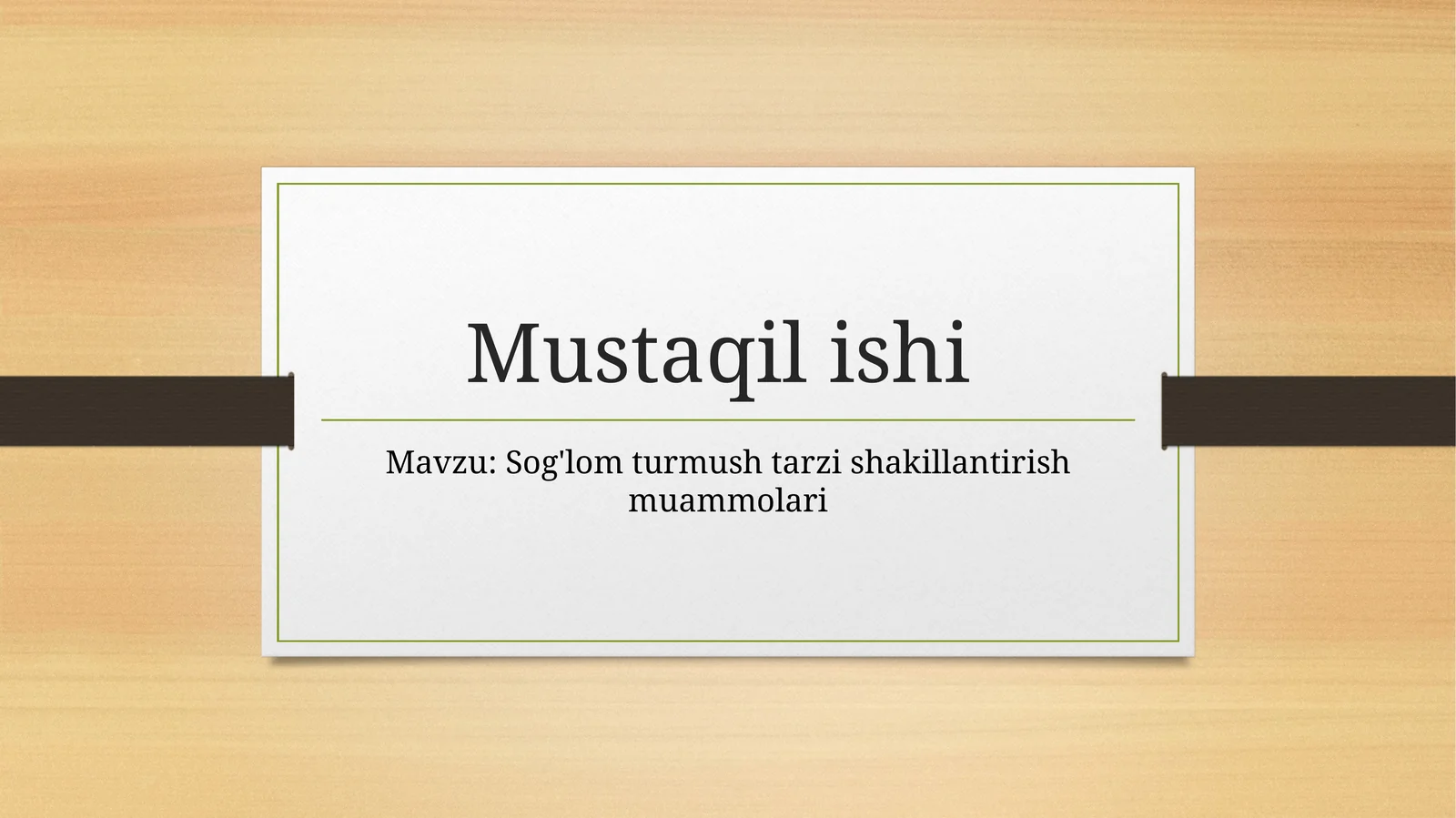 Sog'lom turmush tarzi shakillantirish muammolari