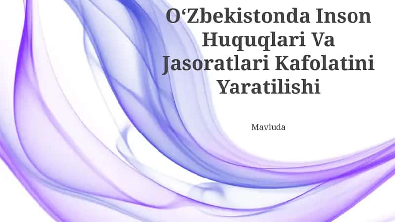 OʻZbekistonda Inson Huquqlari Va Jasoratlari Kafolatini Yaratilishi