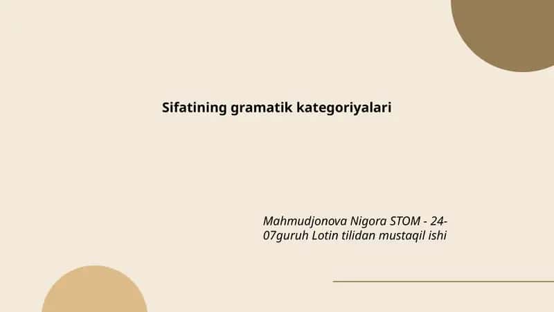 Sifatining gramatik kategoriyalari
