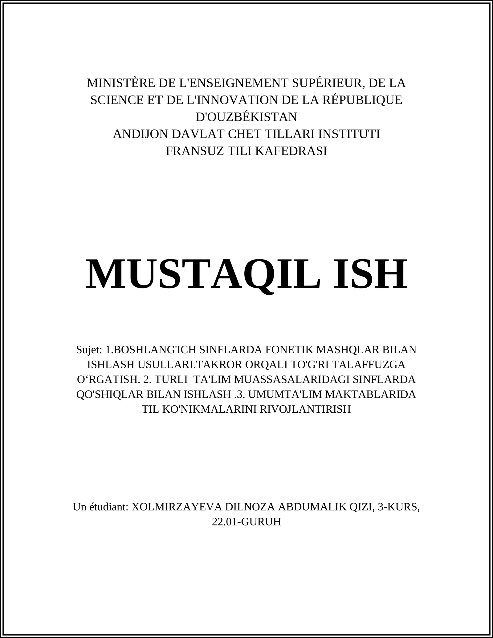 TURLI TA'LIM MUASSASALARIDAGI SINFLARDA QO'SHIQLAR BILAN ISHLASH