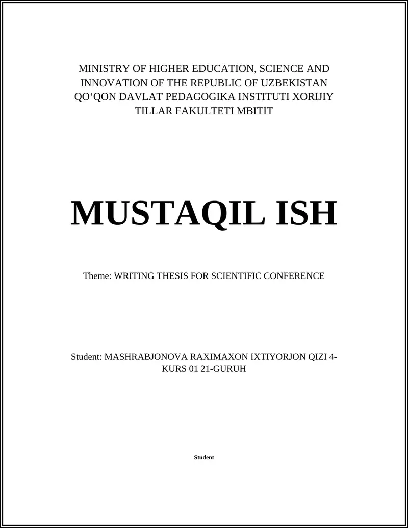 Writing Thesis for Scientific Conference