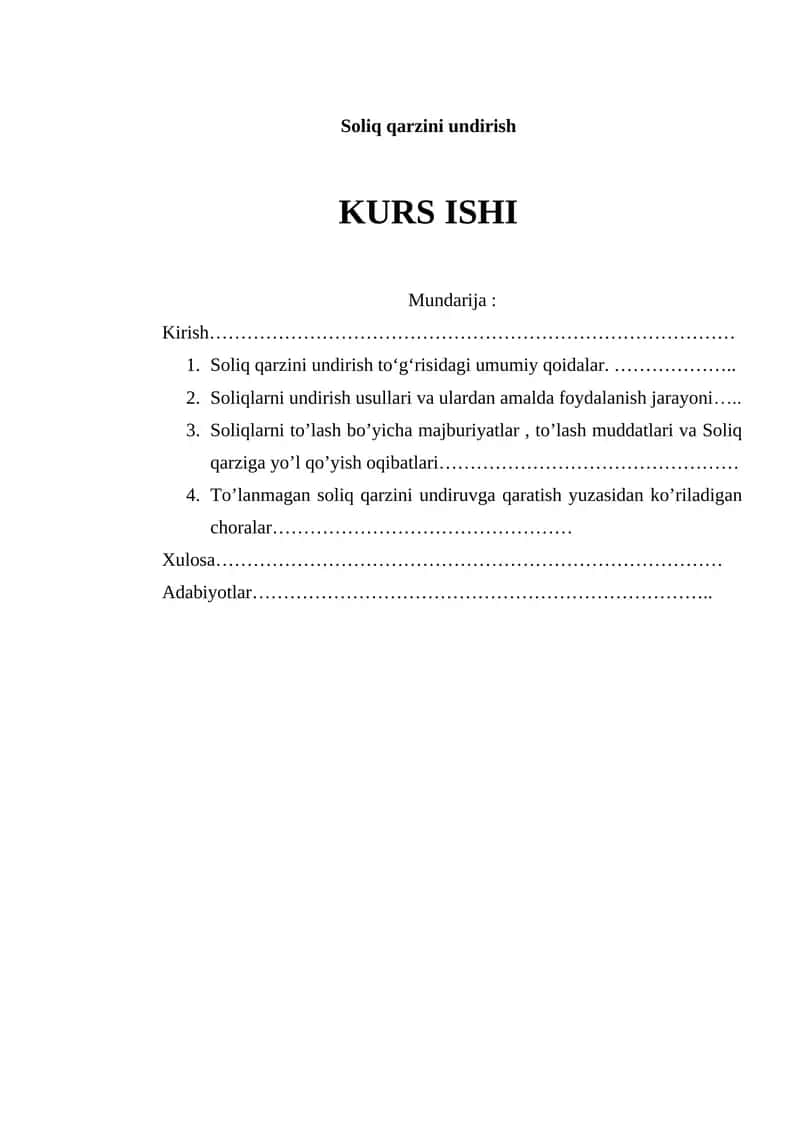 Soliq qarzini undirish