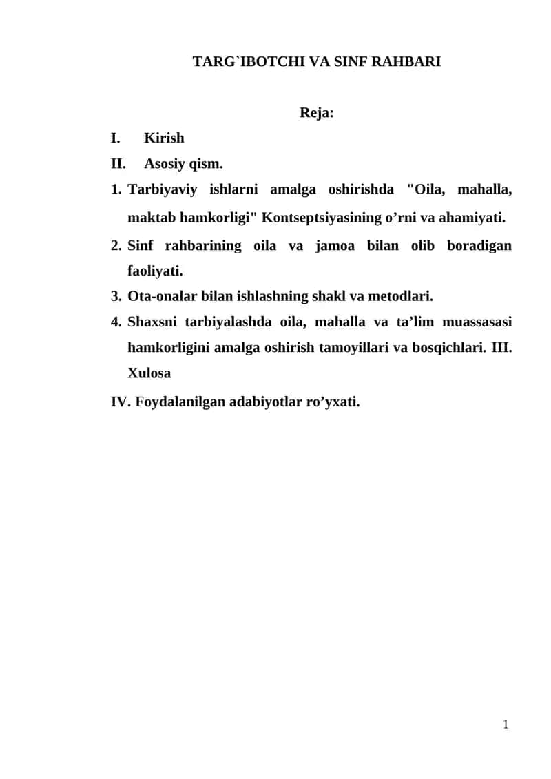 TARG`IBOTCHI VA SINF RAHBARI