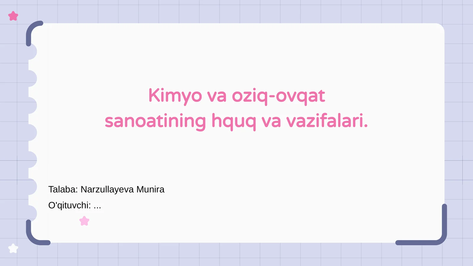 Kimyo va oziq-ovqat sanoati