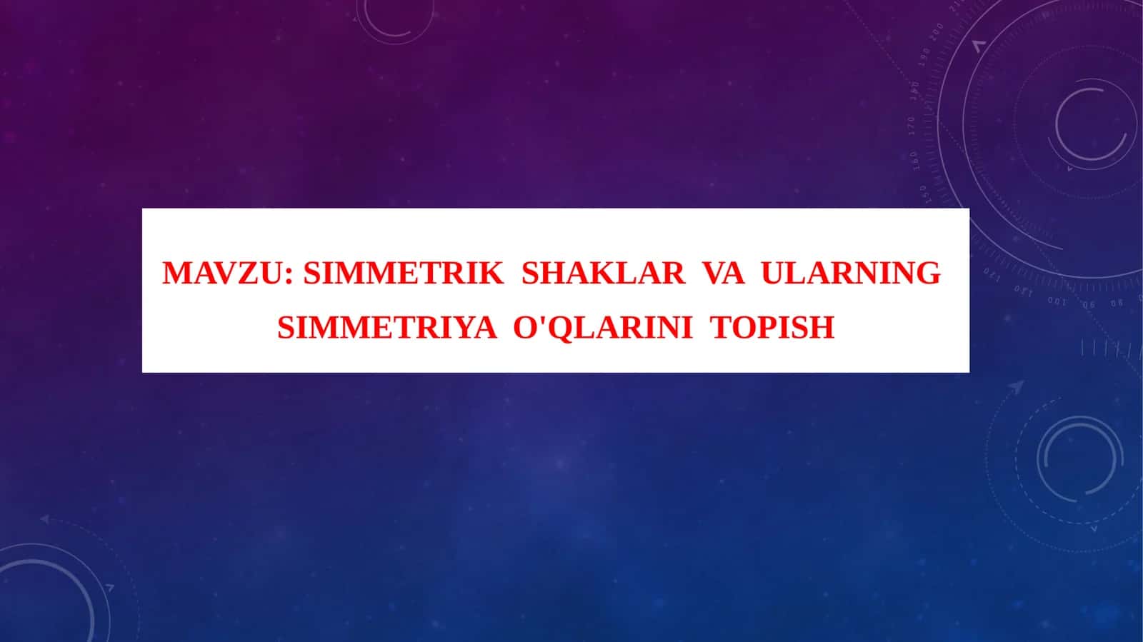 Simmetrik shaklar va ularning simmetriya o'qlarini topish