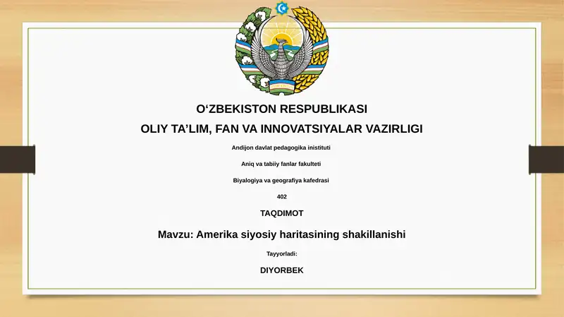 Amerika siyosiy haritasining shakillanishi