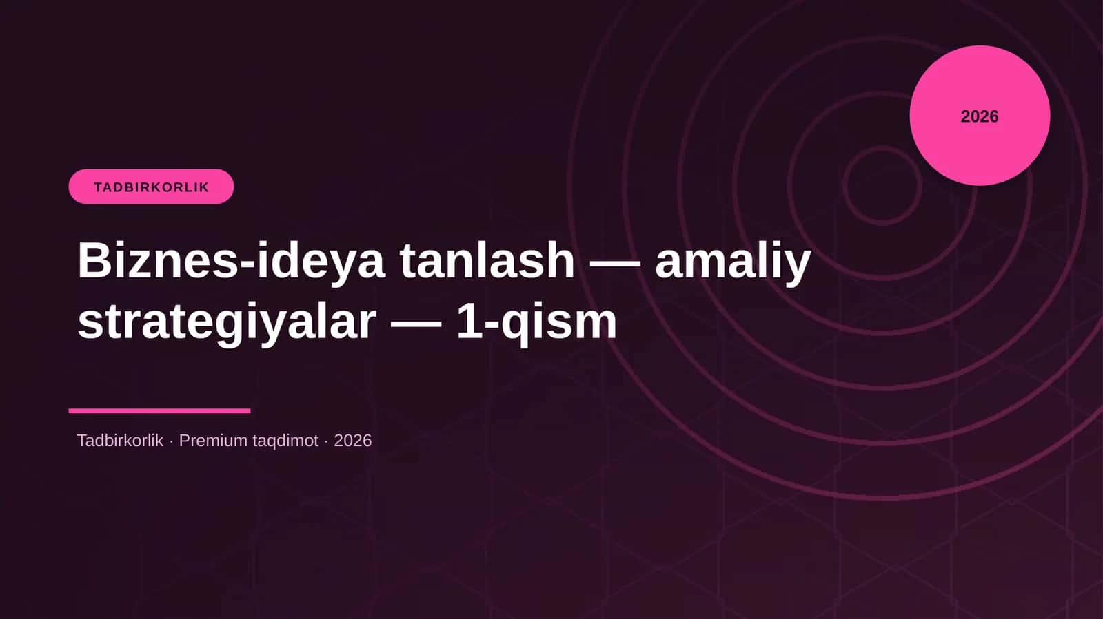 Biznes-ideya tanlash — amaliy strategiyalar — 1-qism