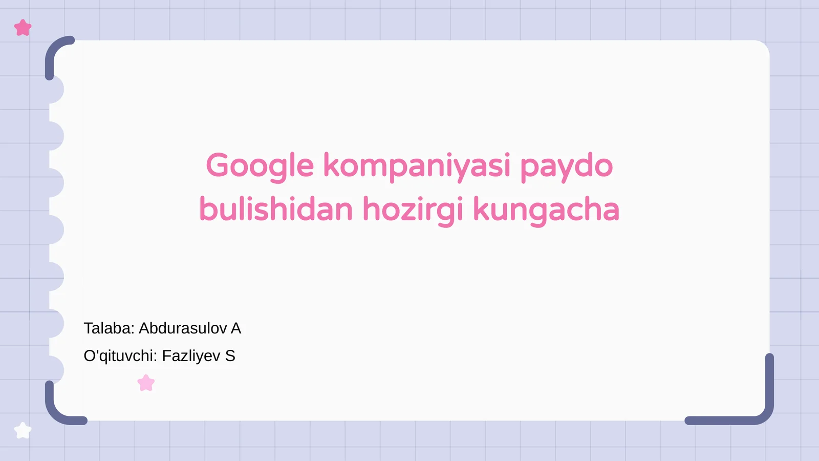 Google kompaniyasi paydo bulishidan hozirgi kungacha
