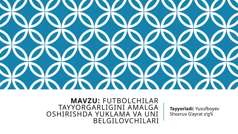 Futbolchilar tayyorgarligini amalga oshirishda yuklama va uni belgilovchilari