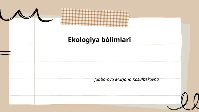 Ekologiya bòlimlari
