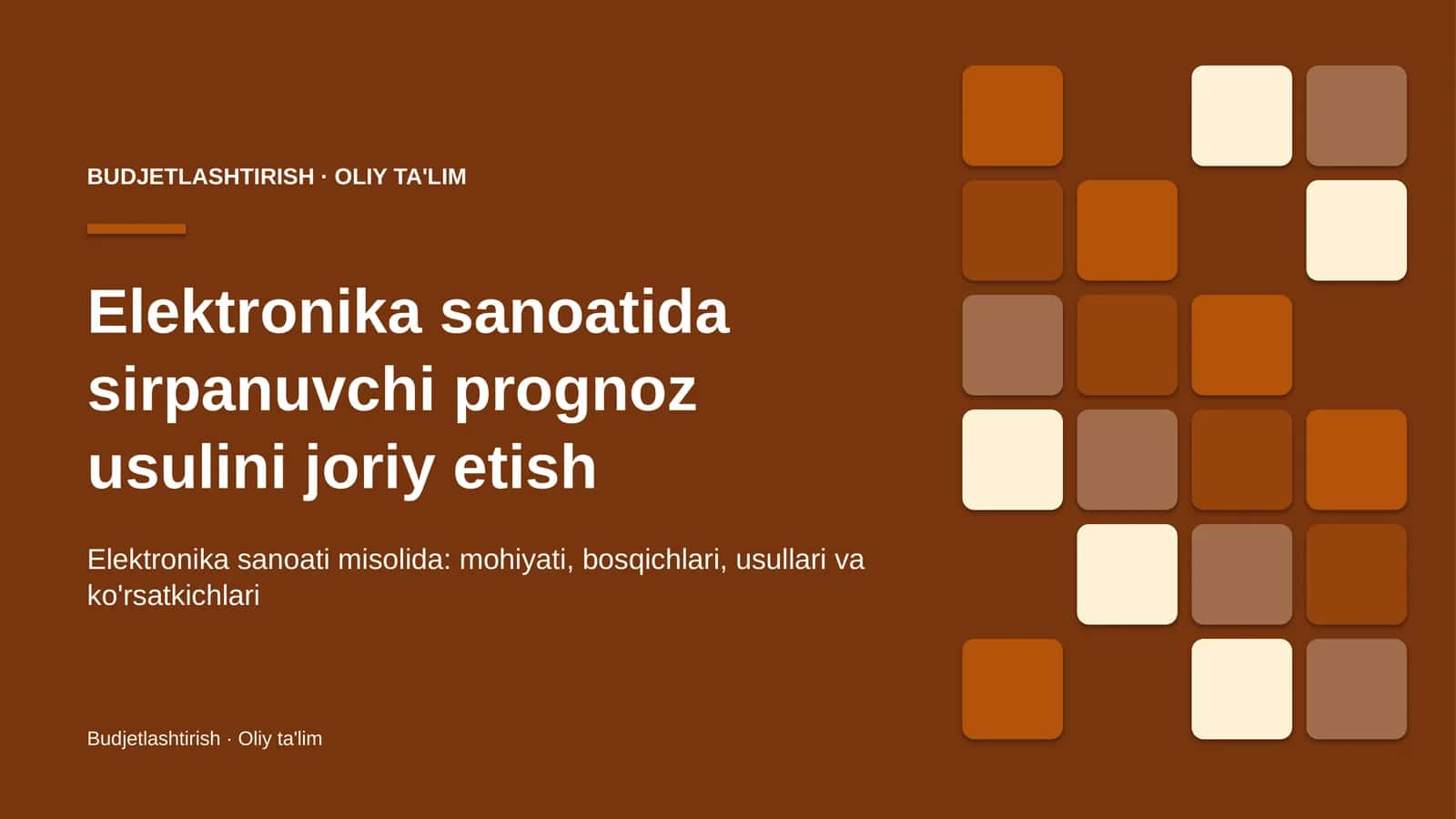 Elektronika sanoatida sirpanuvchi prognoz usulini joriy etish