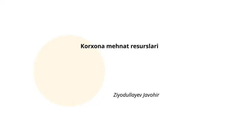 Korxona mehnat resurslari
