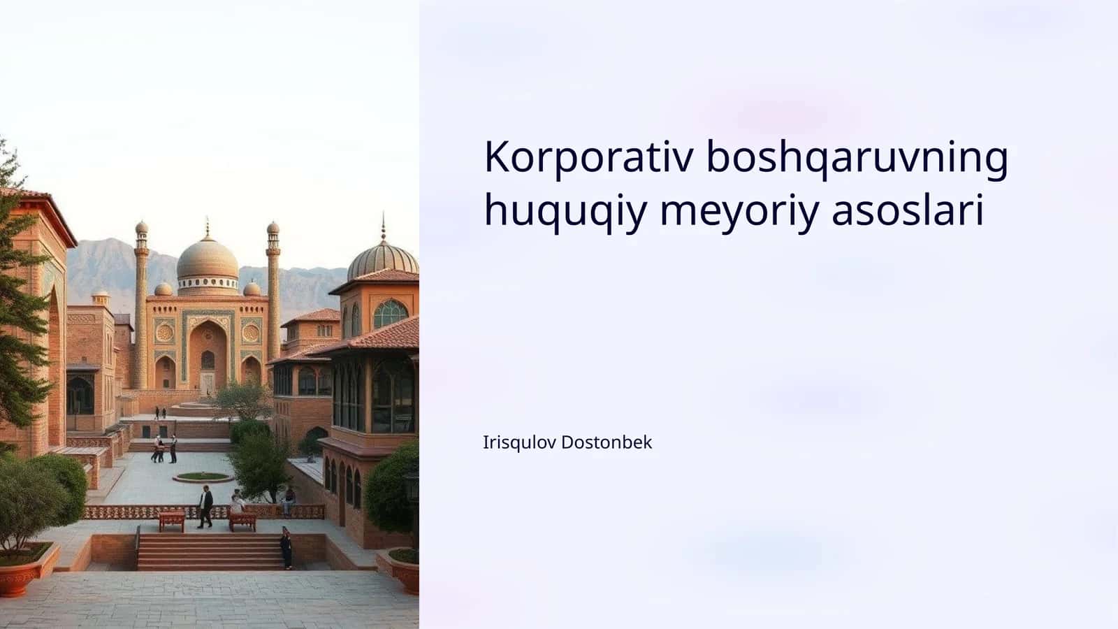 Korporativ boshqaruvning huquqiy meyoriy asoslari