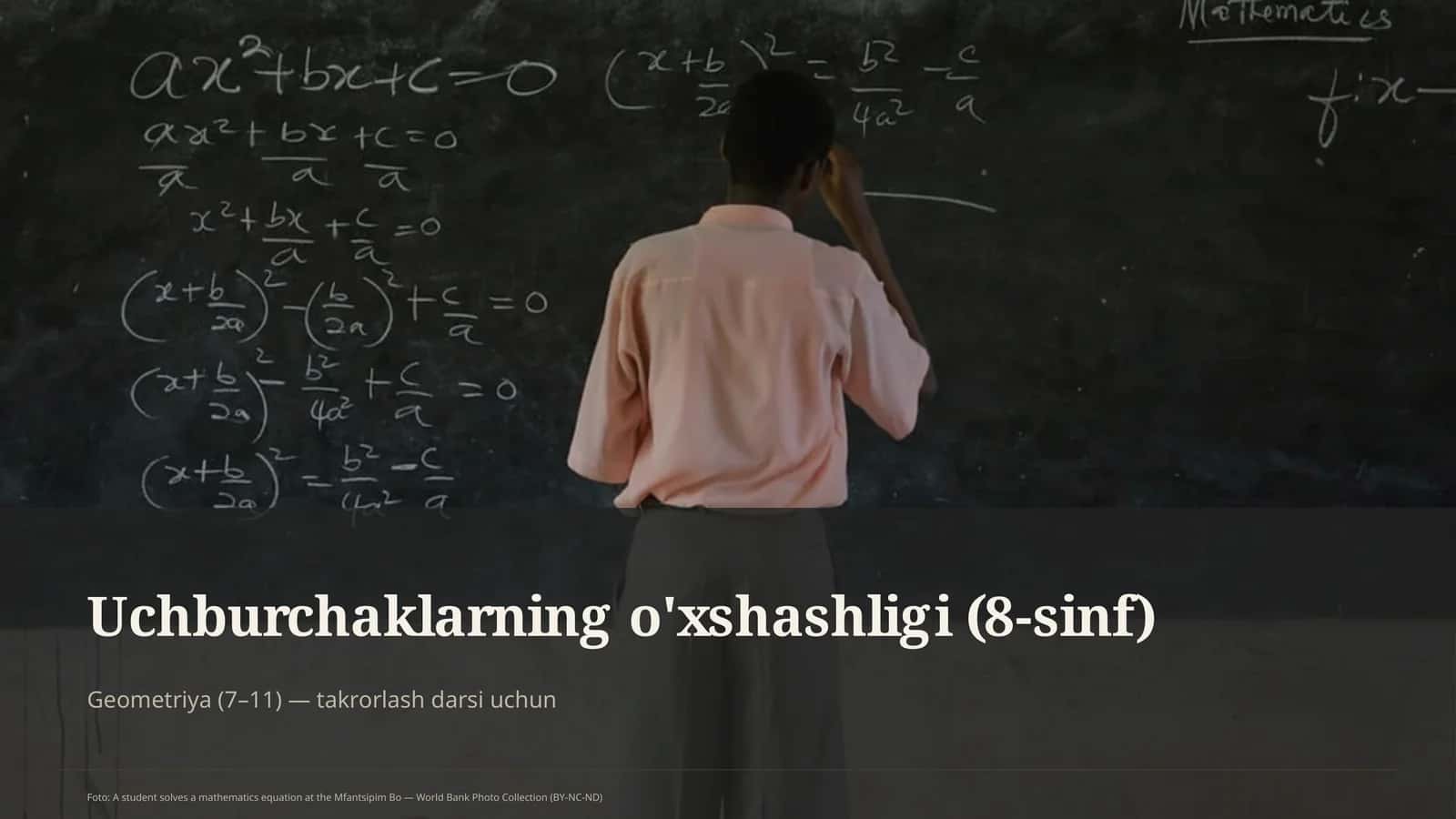 Uchburchaklarning o'xshashligi (8-sinf)