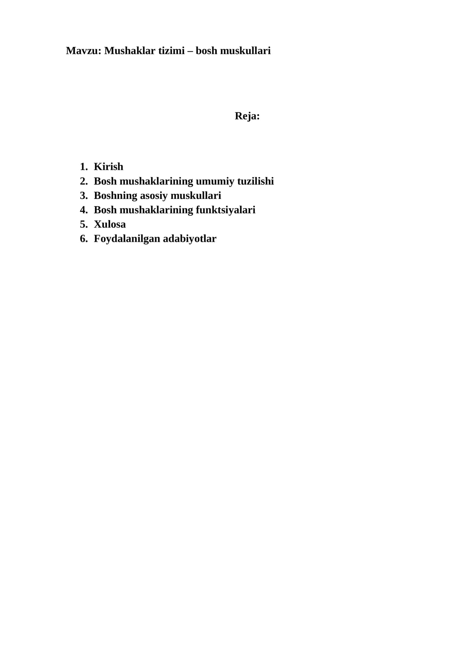 Mushaklar tizimi – bosh muskullari