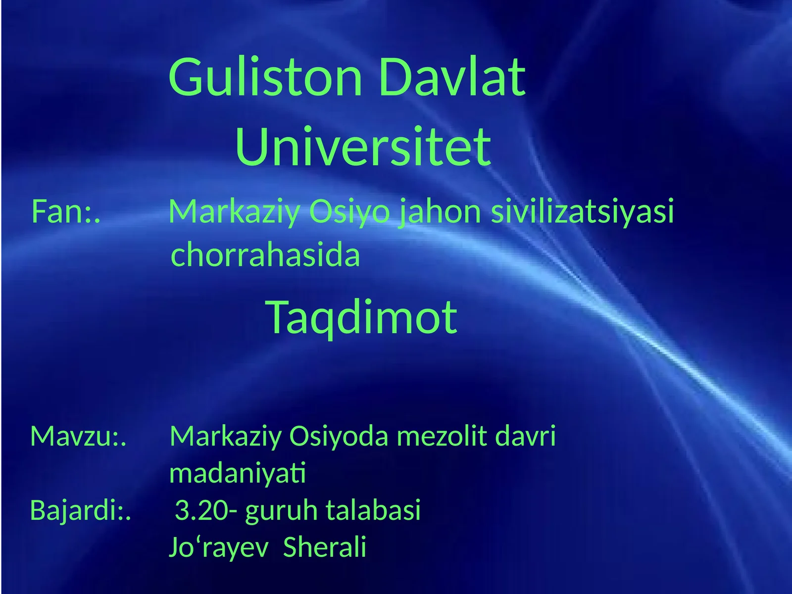 Markaziy Osiyoda mezolit davri madaniyati
