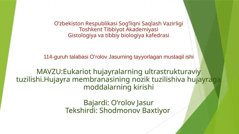 Eukariotlar-haqiqiyya d roga egabo’lgan hujayralar