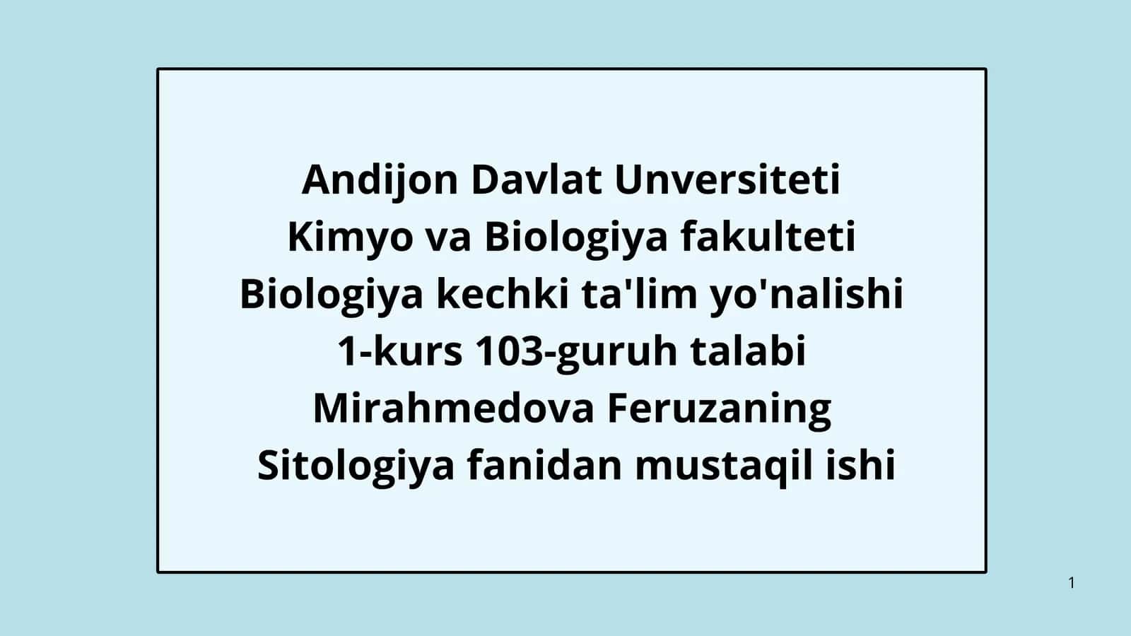 Kimyo va Biologiya fakulteti