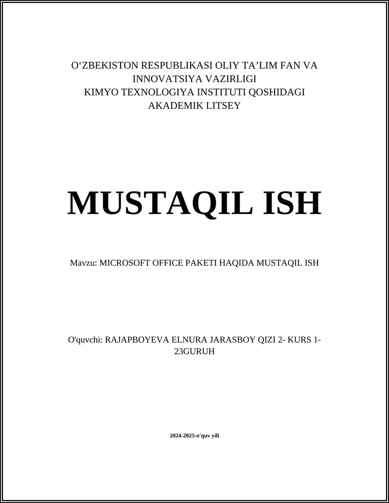 MICROSOFT OFFICE PAKETI