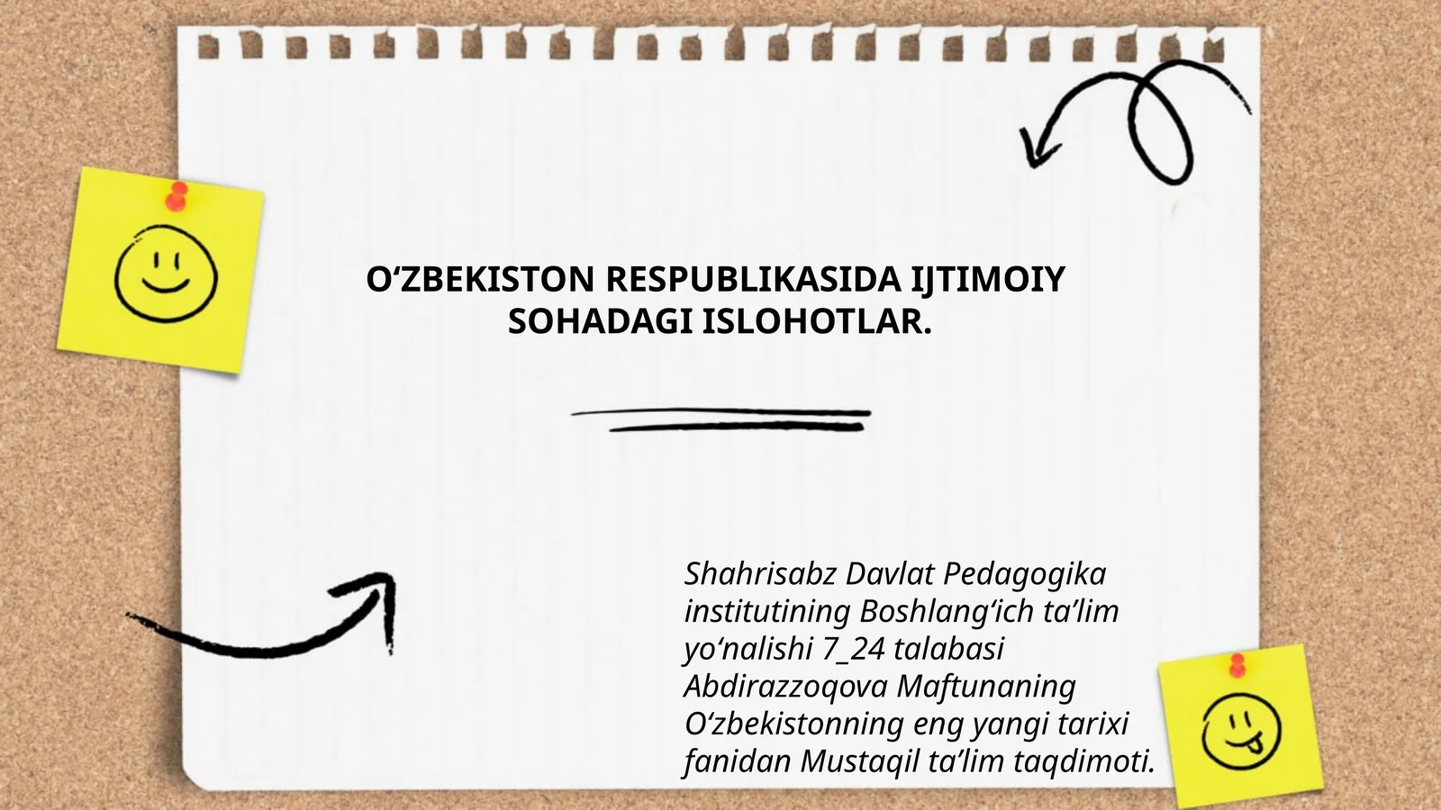 O‘ZBEKISTON RESPUBLIKASIDA IJTIMOIY SOHADAGI ISLOHOTLAR