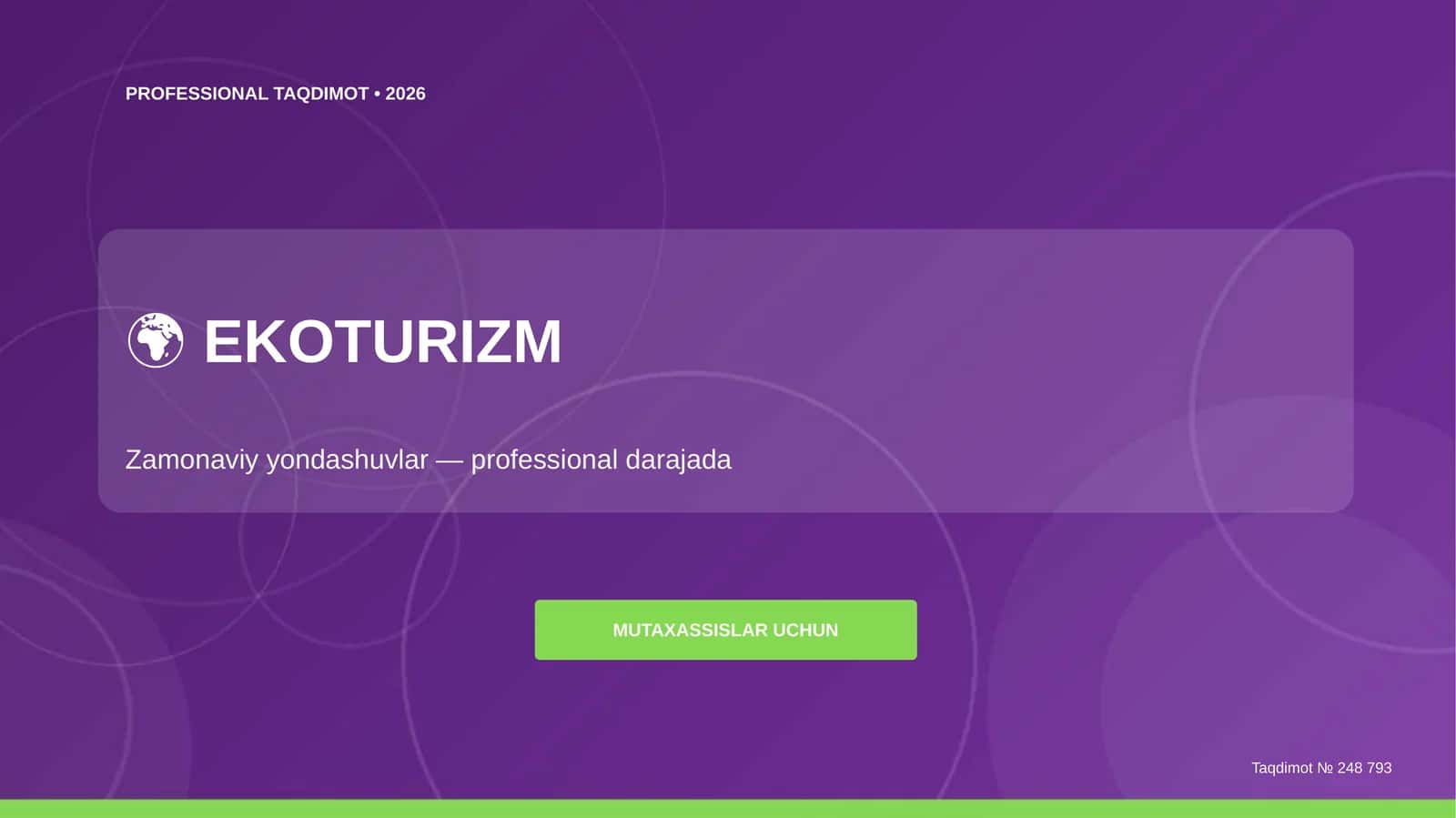 Ekoturizm: zamonaviy yondashuvlar (professional darajada) [mutaxassislar uchun]