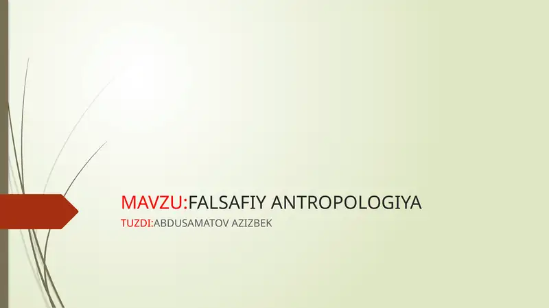 FALSAFIY ANTROPOLOGIYA