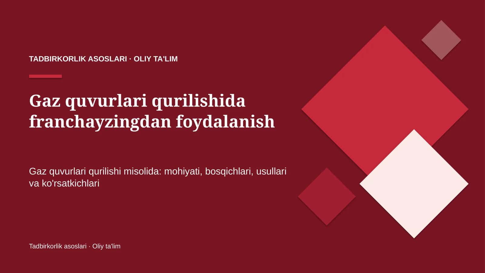 gaz quvurlari qurilishida franchayzingdan foydalanish 6431