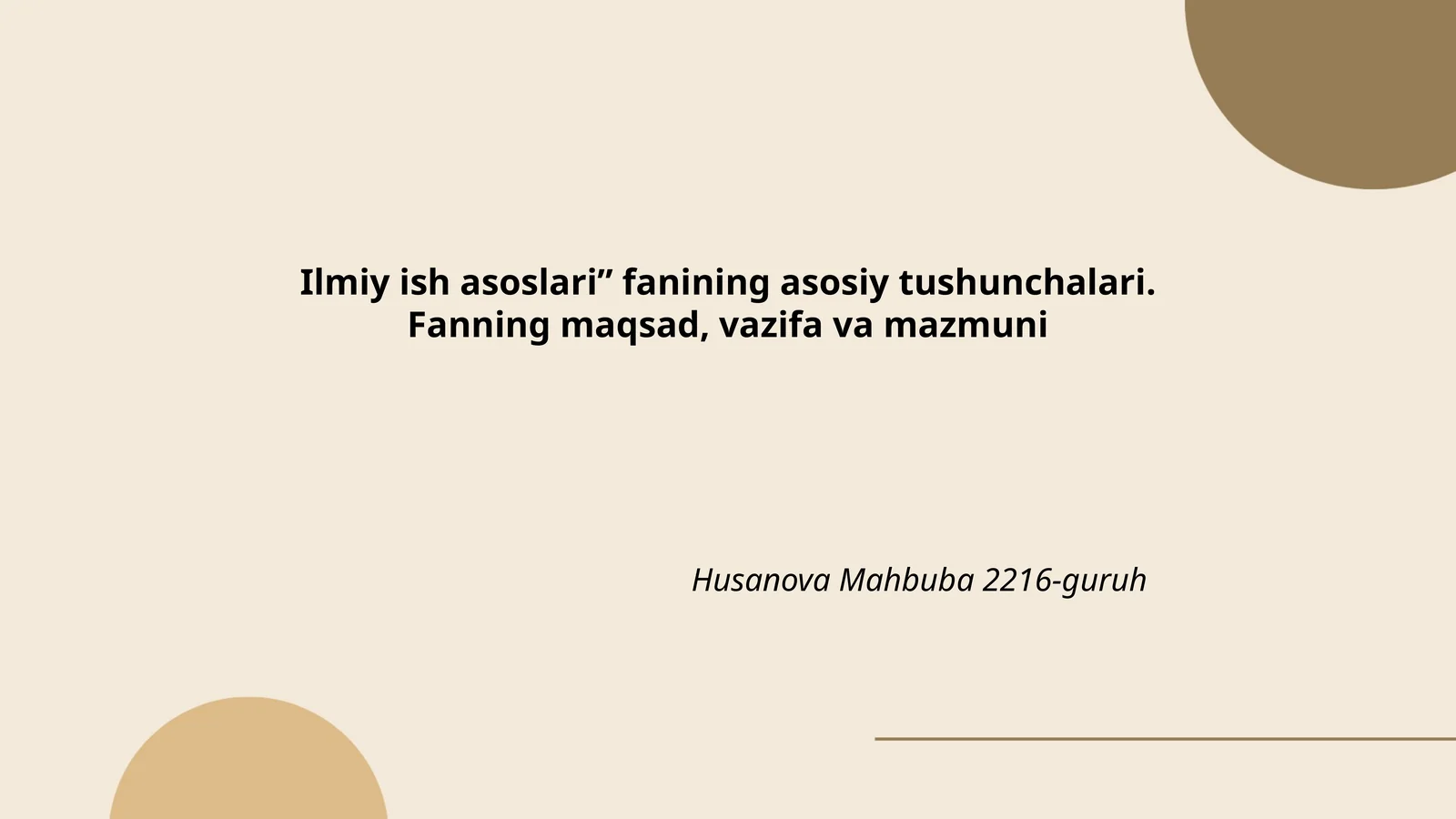Ilmiy ish asoslari” fanining asosiy tushunchalari