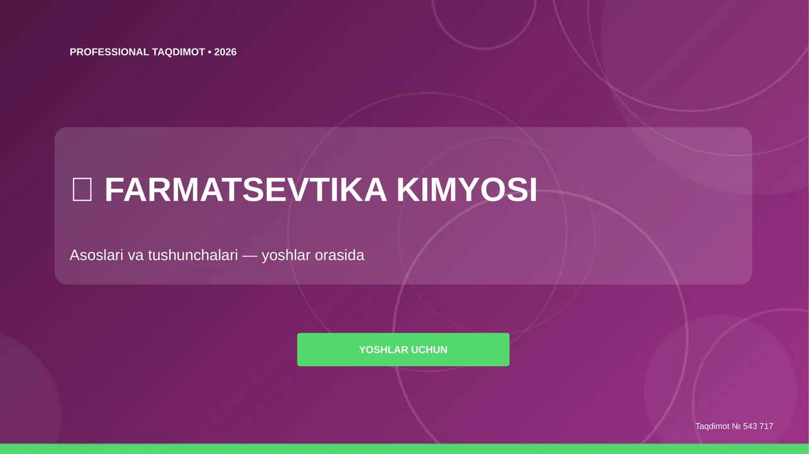FARMATSEVTIKA KIMYOSI Asoslari va tushunchalari