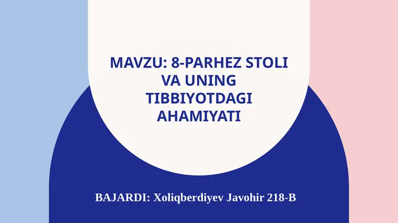 8-parhez stoli va uning tibbiyotdagi oʻrni
