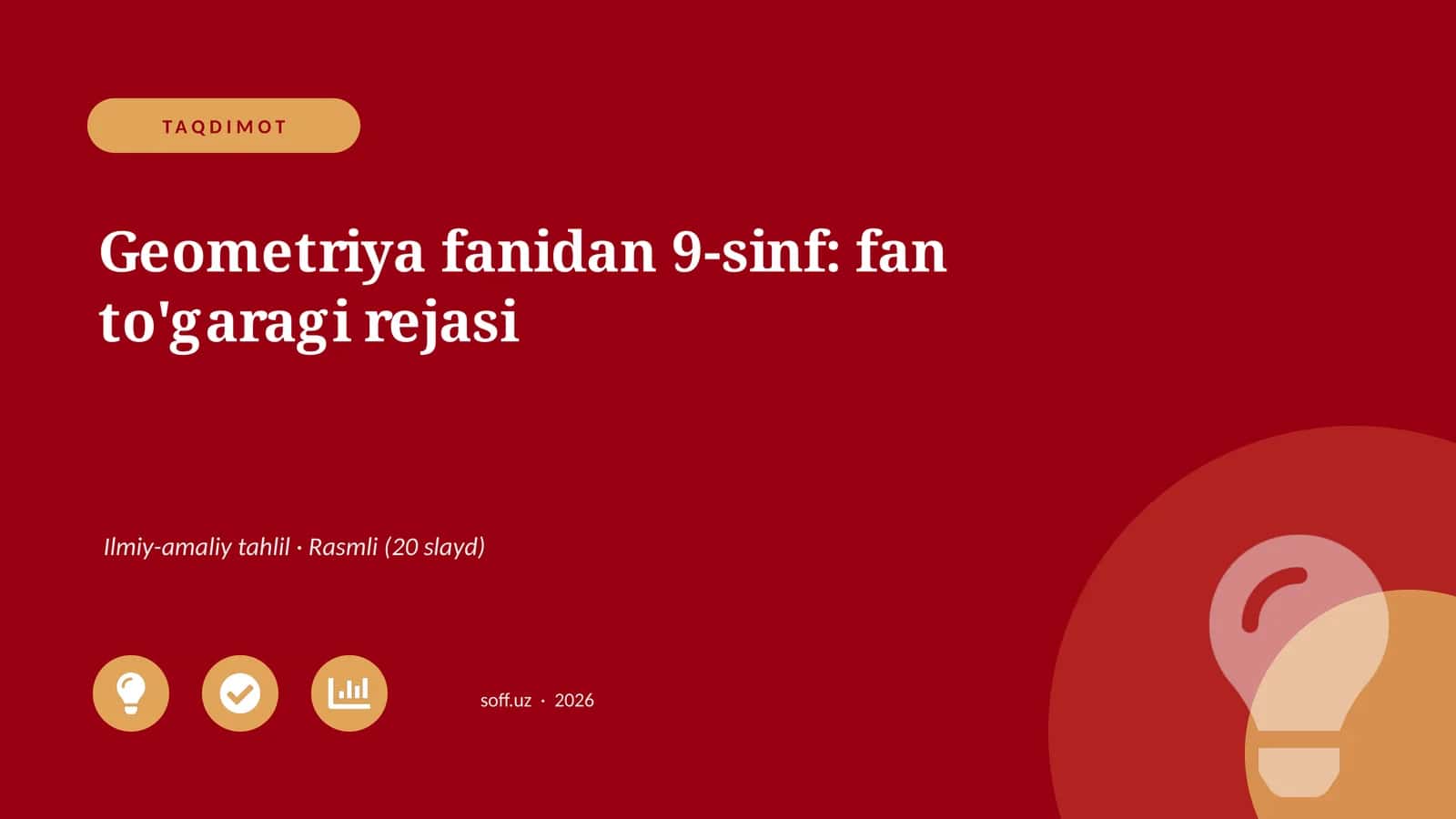 Geometriya fanidan 9-sinf: fan to'garagi rejasi