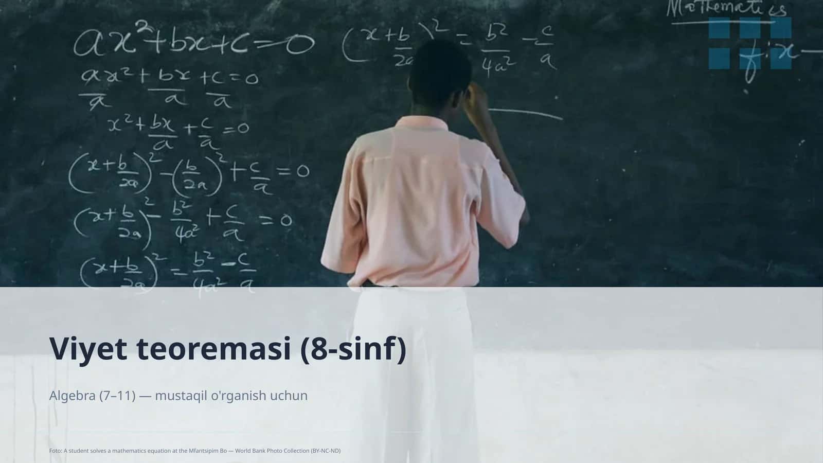 Viyet teoremasi (8-sinf)
